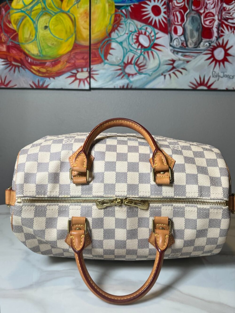 Louis Vuitton Speedy 30 Damier Azur w/ Lock Keys & Original Dust Bag - Picture 12 of 16